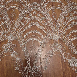 Wave Style Sequin Bead Lace Fabric Wedding Dress