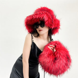 Artificial Raccoon Fur Ball Bag Plush Unique Punk Style Y2g