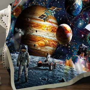 BeddingOutlet Sloth Blankets For Bed Cartoon Animal Plush Blanket Planet Star Bedding Universe Outer Space Sherpa Fleece Blanket