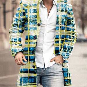 Men's Woolen Stand Collar Mid-length Trench Coat