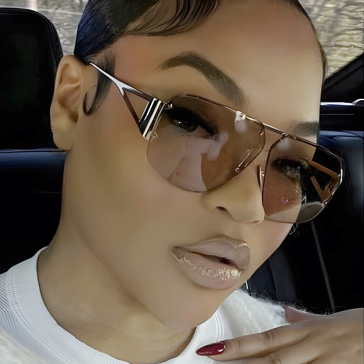 Fashion Retro Semi-rimless Square Sunglasses