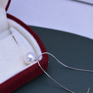 Water 9-10mm White Perfect Circle Fine Micro Flaw Pearl Pendant Female S925 Silver Snake Bone Necklace Adjustable