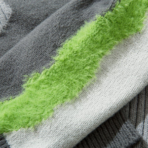 Irregular Stitching Contrast Color Round Neck Knitwear Autumn Idle Style