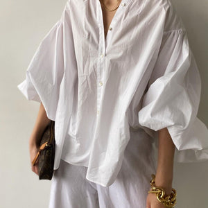 Retro French Ins Temperament Lantern Sleeve Shirt