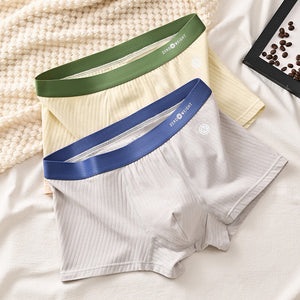 Striped Purified Cotton Men's Underwear Mid-waist Contrast Color
