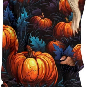 2020 Stylish Loose Round Neck Digital Printed Long-sleeved Top