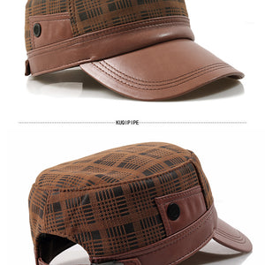 Flat-top Men's Sheepskin Newsboy Cap
