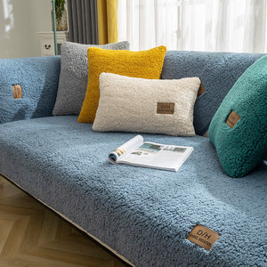 Winter Lamb Wool Sofa Towel Thicken Plush Soft And Smooth Sofa Covers