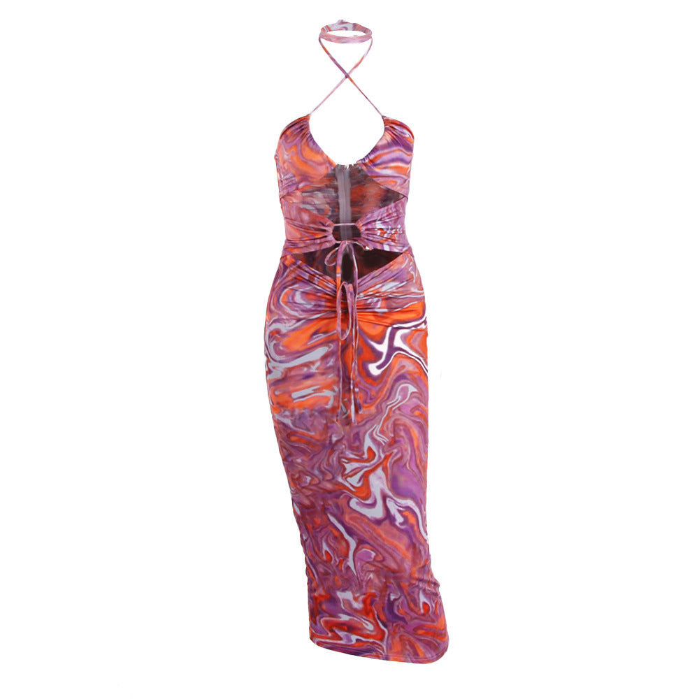 Tight-fitting Midi Skirt Cross-border Print Nightclub Sexy Dress