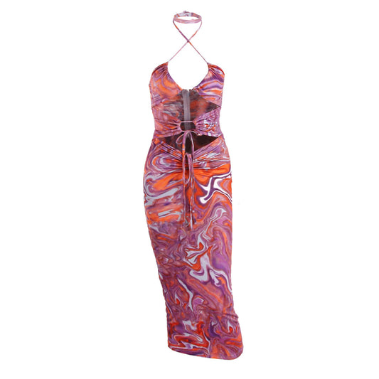 Tight-fitting Midi Skirt Cross-border Print Nightclub Sexy Dress
