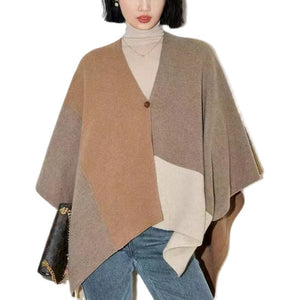 Cashmere Color Matching Talma Shoulder And Neck Protection All-match Inlaid Cashmere