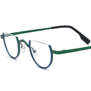Color Matching Pure Titanium Fashion Plain Glasses Square Semicircle Glasses Frame