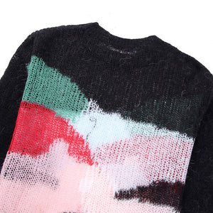Autumn New Color Matching Hollow Out Knitwear Sweater