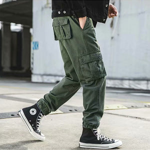 Overalls Men's American-style Retro Casual Loose Cropped Pants Multi-pocket Ankle Banded