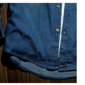 Spring And Autumn Long Sleeve Denim Shirt Jacket Slim Korean Style Men's Thin