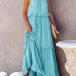 New Holiday Ruffled Long Dress Women
