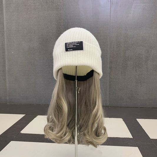 Autumn And Winter Curly Hair Knitted Hat Wig