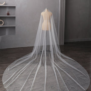 Pearl Wedding Veil 1 Layer Long Bridal Cathedral Veil