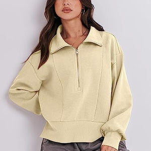 Women's Half Zipper Pullover Long Sleeve Sweater