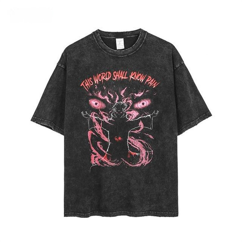 Retro Washed Distressed Loose Casual Heavy Cotton Short Sleeve