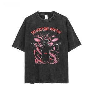 Retro Washed Distressed Loose Casual Heavy Cotton Short Sleeve