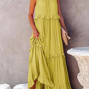New Holiday Ruffled Long Dress Women