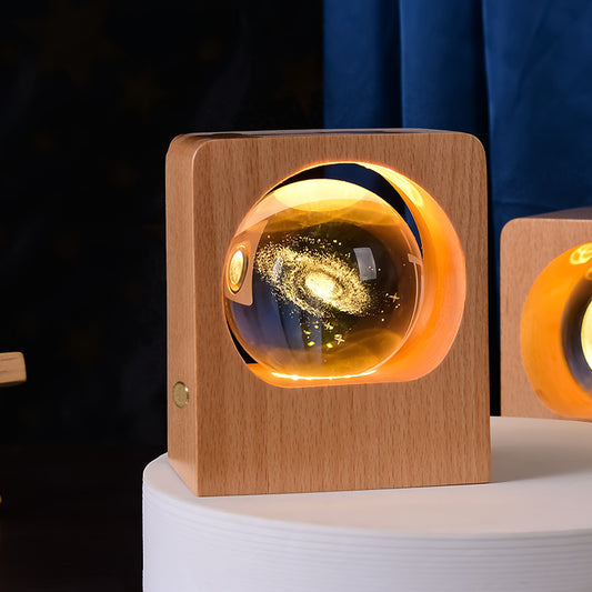 Beech Crystal Ball Night Light 3D Laser Engraving Elk