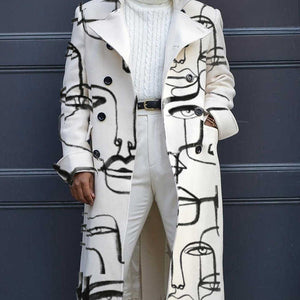 Men's Woolen Stand Collar Mid-length Trench Coat