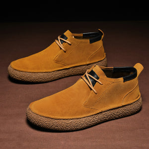 Matte Leather Mercerized Suede Leather Mid-top Board Shoes Men