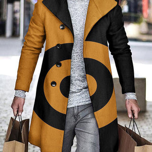 Men's Woolen Stand Collar Mid-length Trench Coat
