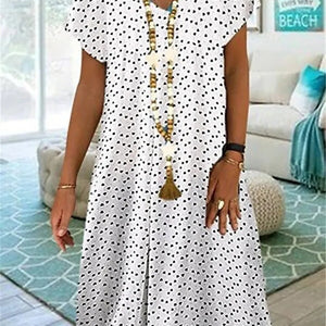 Women's V-neck Printed Short Sleeve Dress
