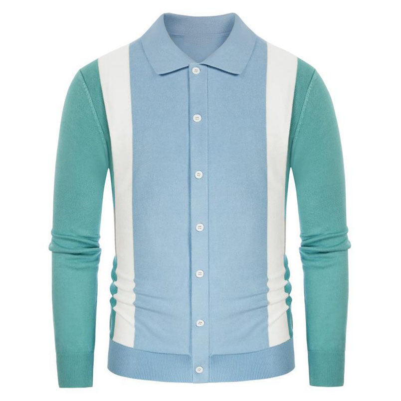 Patchwork Contrast Color Business Casual Polo Shirt