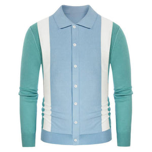 Patchwork Contrast Color Business Casual Polo Shirt