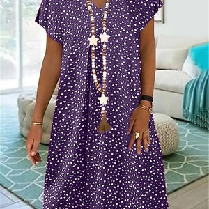 Women's V-neck Printed Short Sleeve Dress