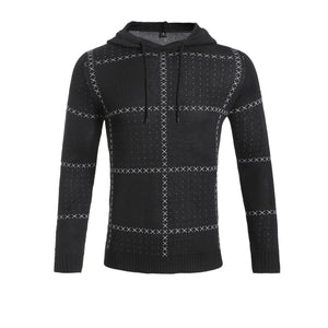 New Men's Knitwear Sweater Plaid Stitching Casual Trend Sports Men's Clothing