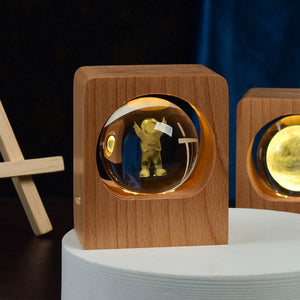 Beech Crystal Ball Night Light 3D Laser Engraving Elk