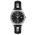 Men's Silver Case Black Plate