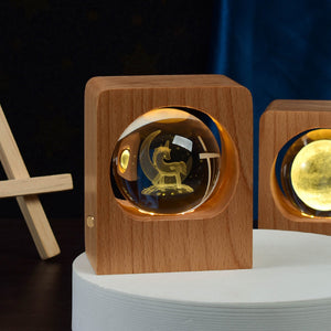 Beech Crystal Ball Night Light 3D Laser Engraving Elk