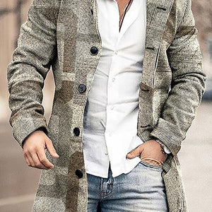 Men's Woolen Stand Collar Mid-length Trench Coat