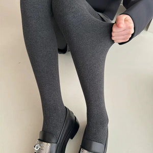 Gray Thickened Vertical Stripes Cotton Pantyhose