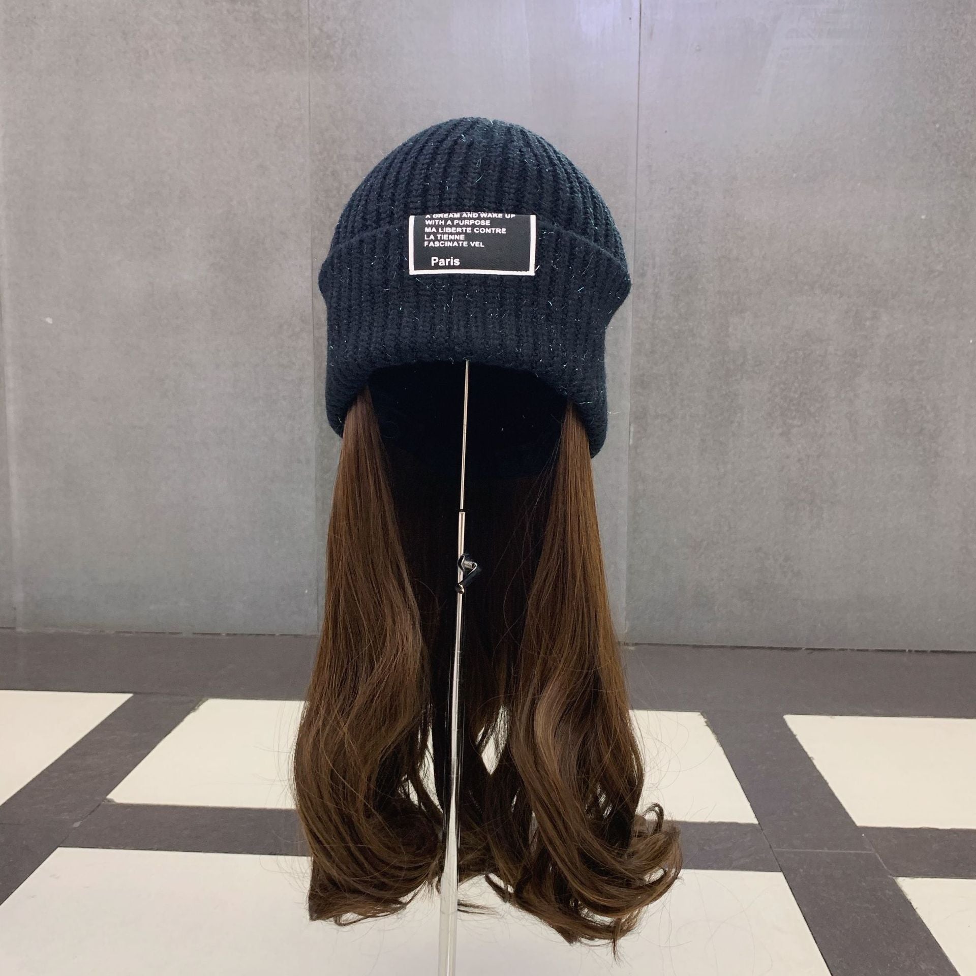 Autumn And Winter Curly Hair Knitted Hat Wig