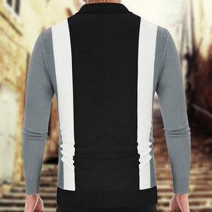 Patchwork Contrast Color Business Casual Polo Shirt