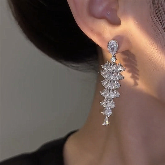 Sparkling Zircon Christmas Tree Drop Earrings For Women Trendy
