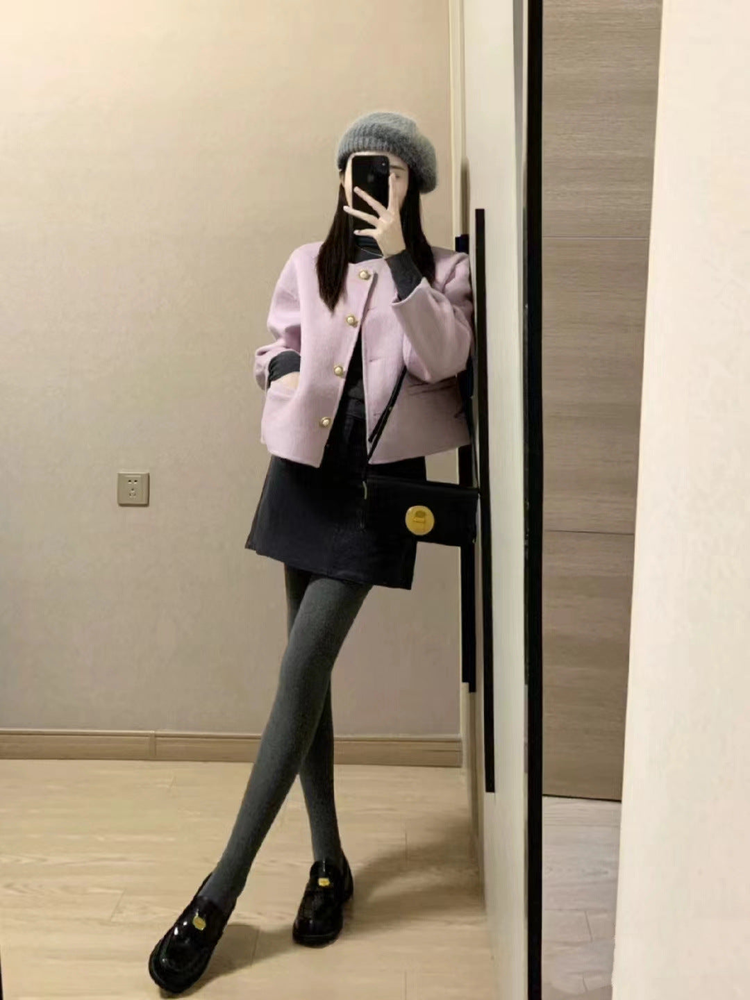 Gray Thickened Vertical Stripes Cotton Pantyhose