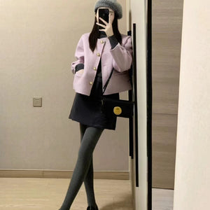 Gray Thickened Vertical Stripes Cotton Pantyhose