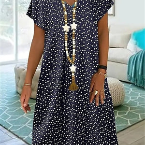 Women's V-neck Printed Short Sleeve Dress