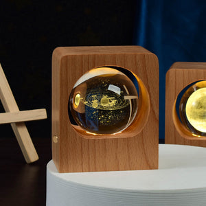 Beech Crystal Ball Night Light 3D Laser Engraving Elk