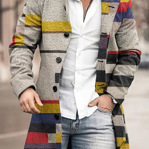 Men's Woolen Stand Collar Mid-length Trench Coat