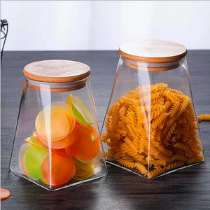 Glass Canisters with Wooden Lids