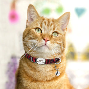 Printed Cat Collar Adjustable Kitten Puppy Collars With Free Engraved ID Nameplate Bell